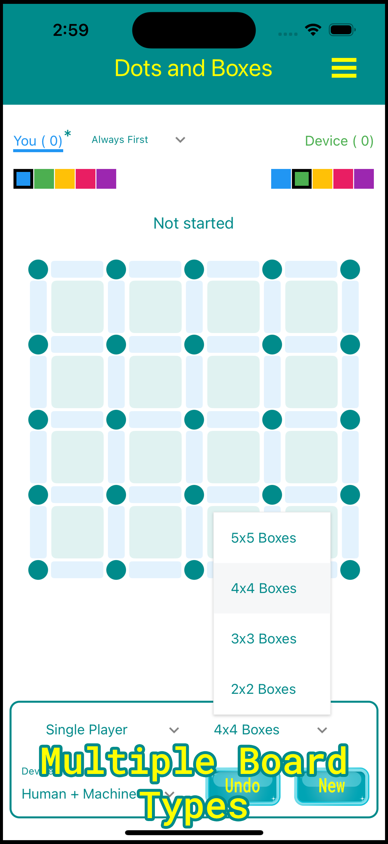 Dots and Boxes app preview